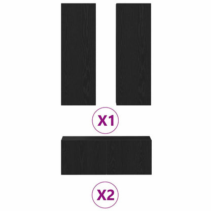 4 Piece TV Cabinet Set Wall-mounted Black Oak Engineered Wood