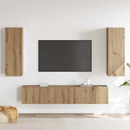 4 Piece TV Cabinet Set Wall-mounted Artisan Oak Engineered Wood