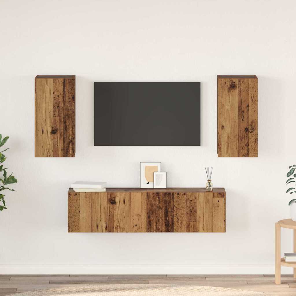 TV Cabinet Set 4 pcs Old wood 160 x 30 x 30 cm Engineered Wood