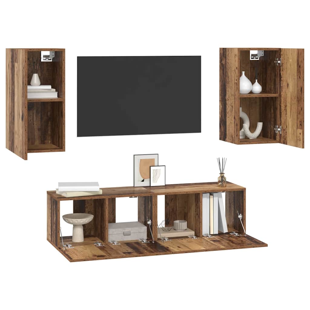 TV Cabinet Set 4 pcs Old wood 160 x 30 x 30 cm Engineered Wood