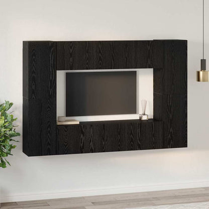 TV Cabinet Set 8 pcs Black Oak 60 x 30 x 30 cm Engineered Wood
