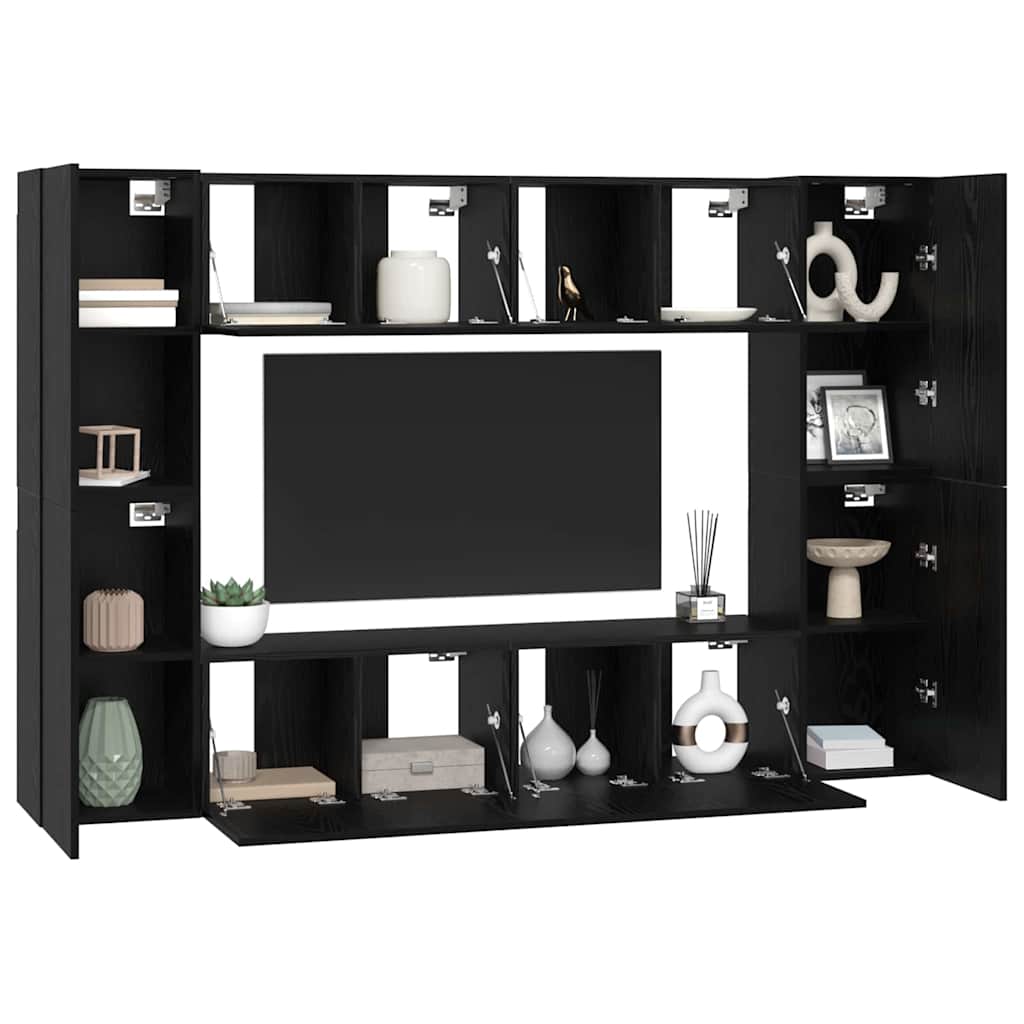 TV Cabinet Set 8 pcs Black Oak 60 x 30 x 30 cm Engineered Wood