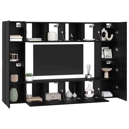 TV Cabinet Set 8 pcs Black Oak 60 x 30 x 30 cm Engineered Wood