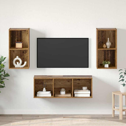 TV Cabinet Set Wall-mounted 3 pcs Old Wood Engineered Wood