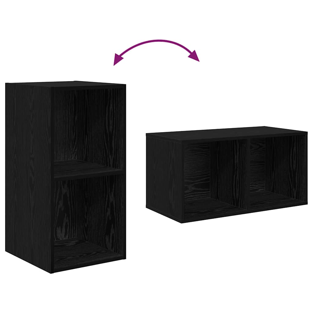 TV Cabinet Set Wall-mounted 3 pcs Black Oak Engineered Wood