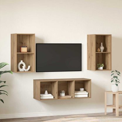 TV Cabinet Set Wall-mounted 3 pcs Artisan Oak Engineered Wood