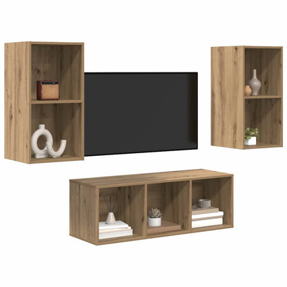 TV Cabinet Set Wall-mounted 3 pcs Artisan Oak Engineered Wood