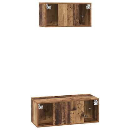 TV Cabinet Set Wall-mounted 2 pcs Old wood Engineered wood