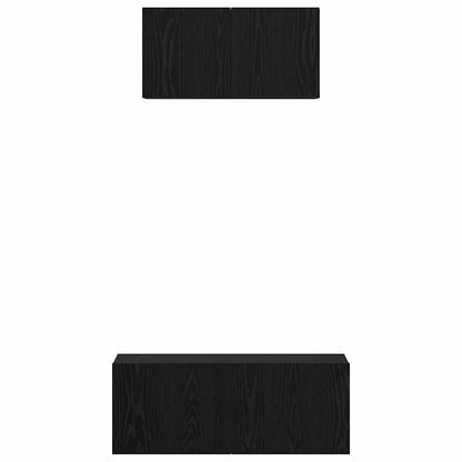 TV Cabinet Set Wall-mounted 2 pcs Black oak Engineered wood