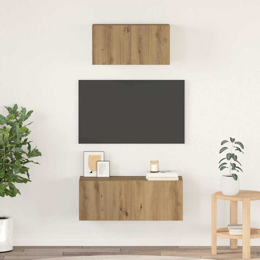 TV Cabinet Set Wall-mounted 2 pcs Artisan oak Engineered wood