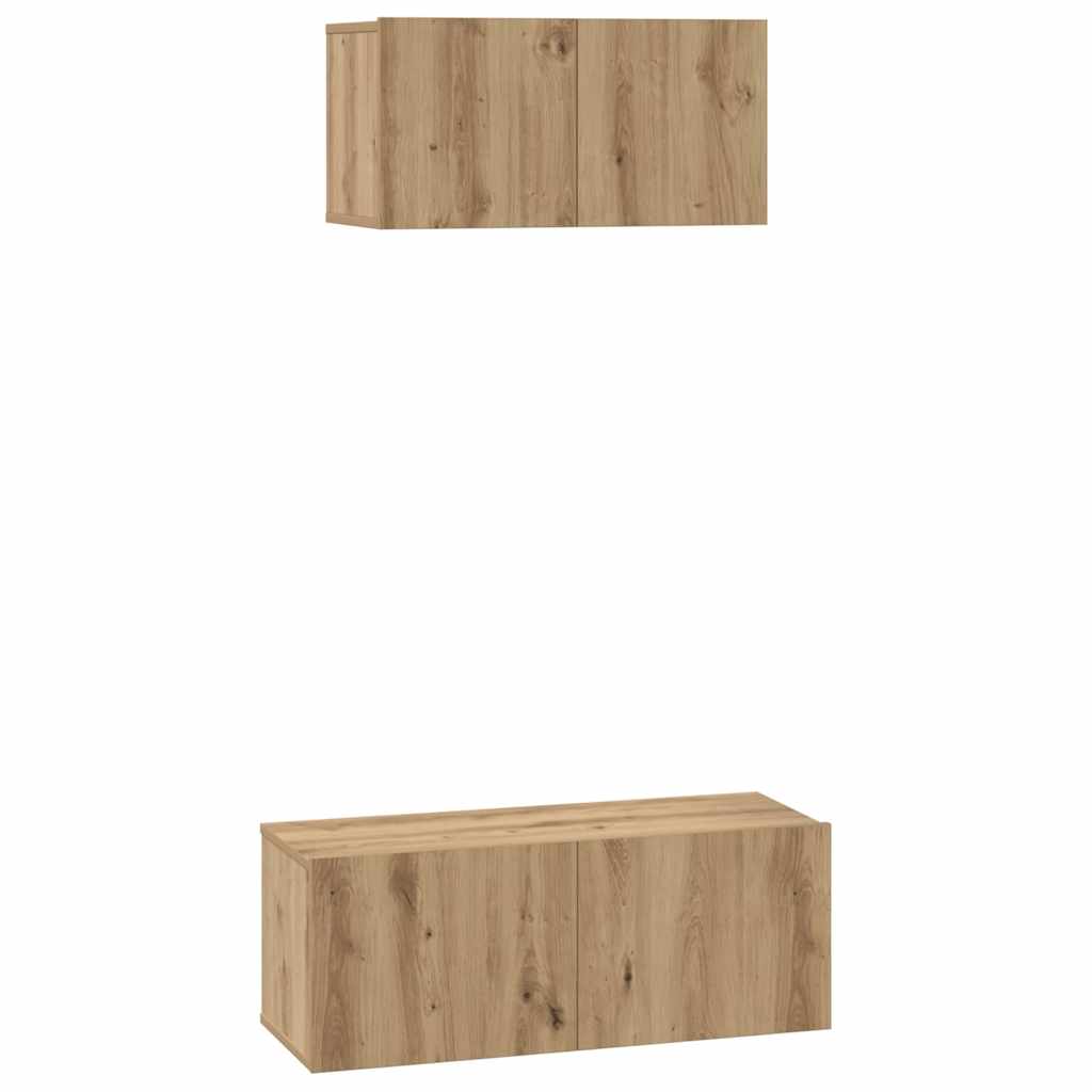 TV Cabinet Set Wall-mounted 2 pcs Artisan oak Engineered wood