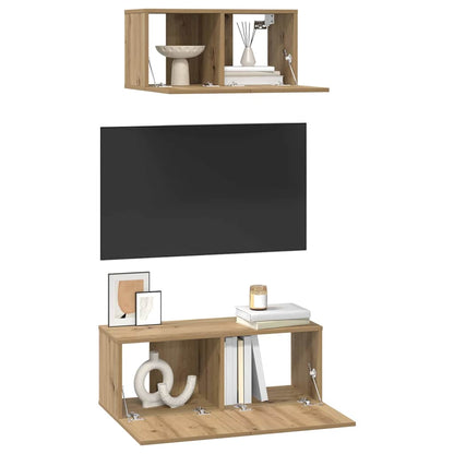 TV Cabinet Set Wall-mounted 2 pcs Artisan oak Engineered wood