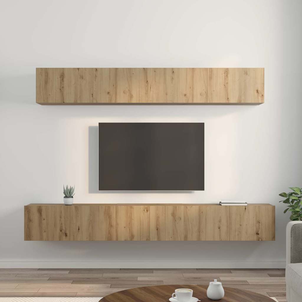 TV Cabinet Set Wall-mounted 5 pcs Artisan oak Engineered wood