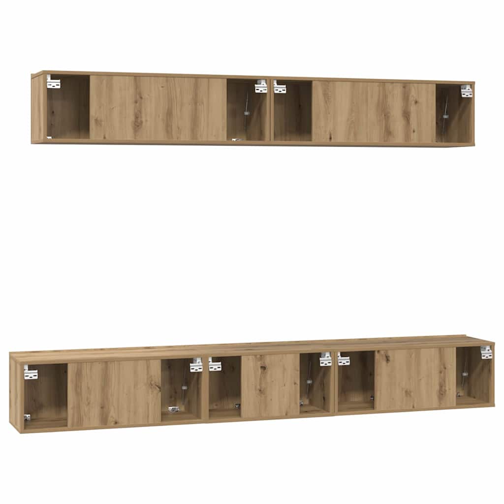 TV Cabinet Set Wall-mounted 5 pcs Artisan oak Engineered wood