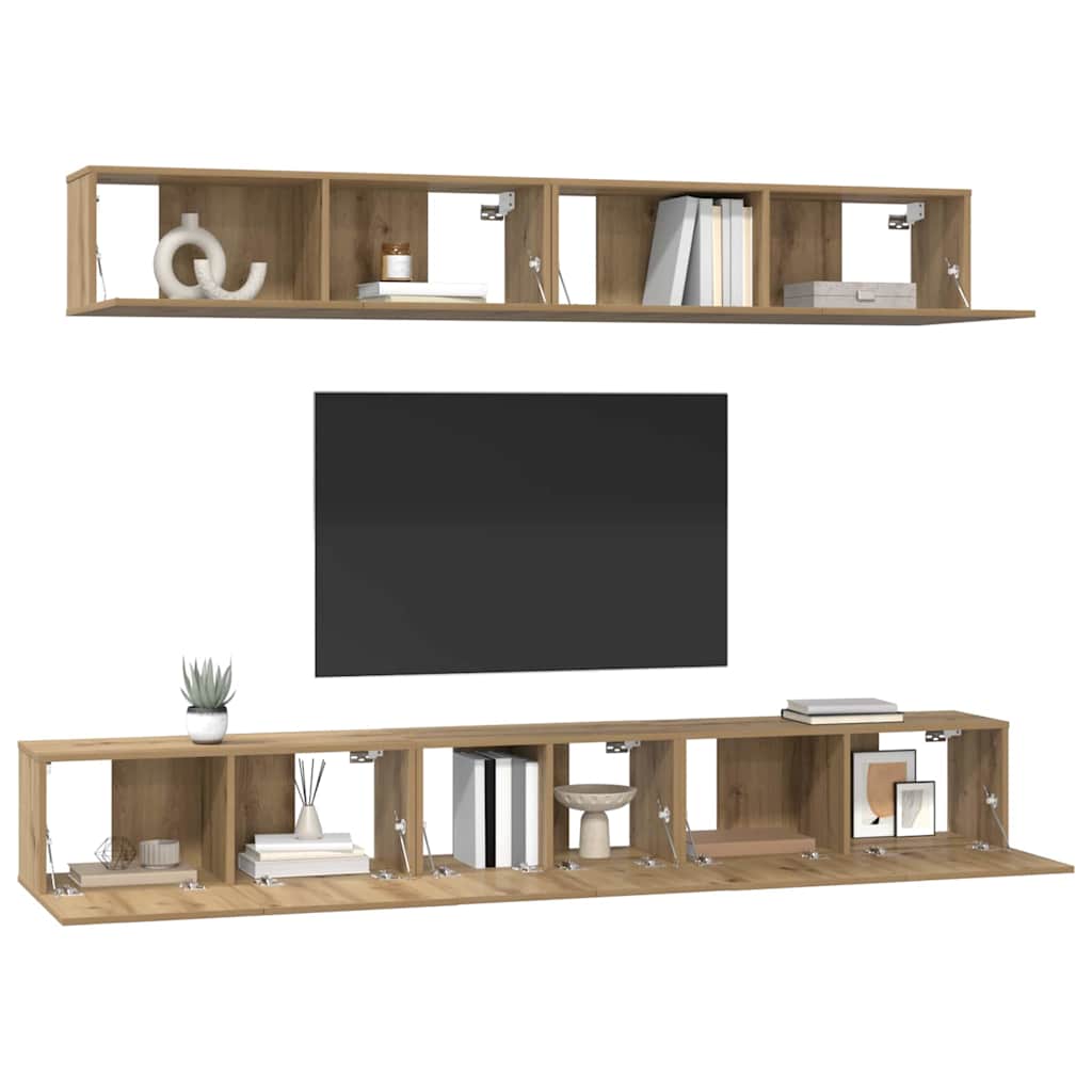 TV Cabinet Set Wall-mounted 5 pcs Artisan oak Engineered wood