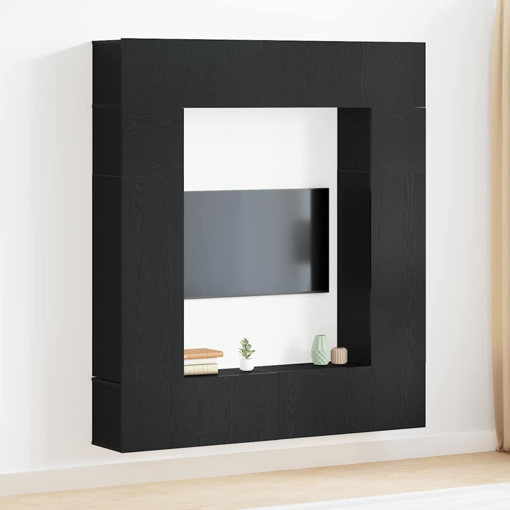 TV Cabinet 8 pcs Black 80 x 30 x 30 cm Engineered wood