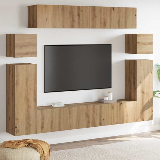 TV Cabinet 8 pcs Brown 30.5 x 30 x 90 cm Engineered wood