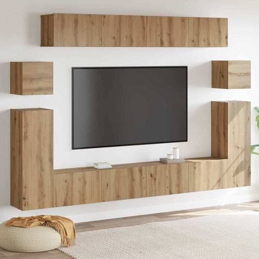 TV Cabinet Set 8 pcs Artisan oak Medium Engineered wood