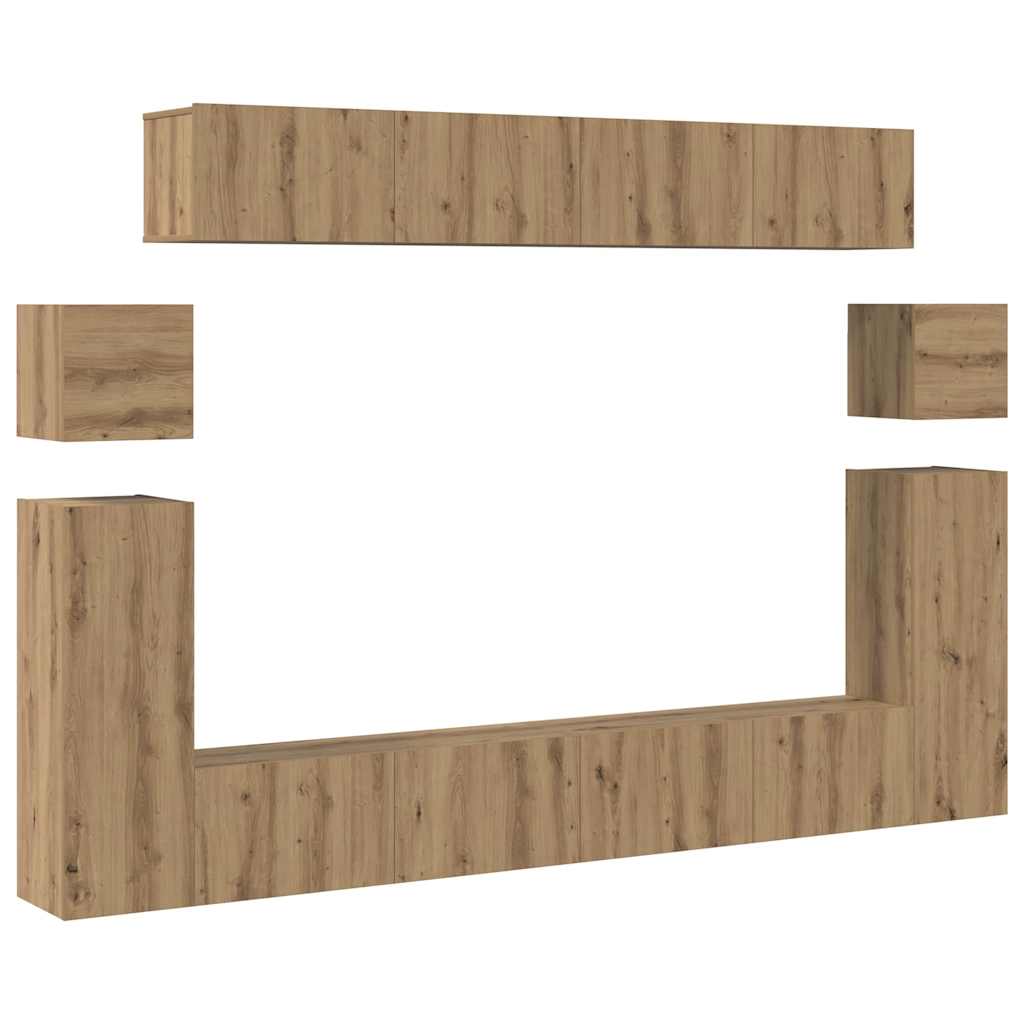TV Cabinet Set 8 pcs Artisan oak Medium Engineered wood