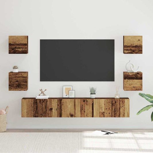 TV Cabinet Set 7 pcs Old wood 60 x 30 x 30 cm Engineered wood