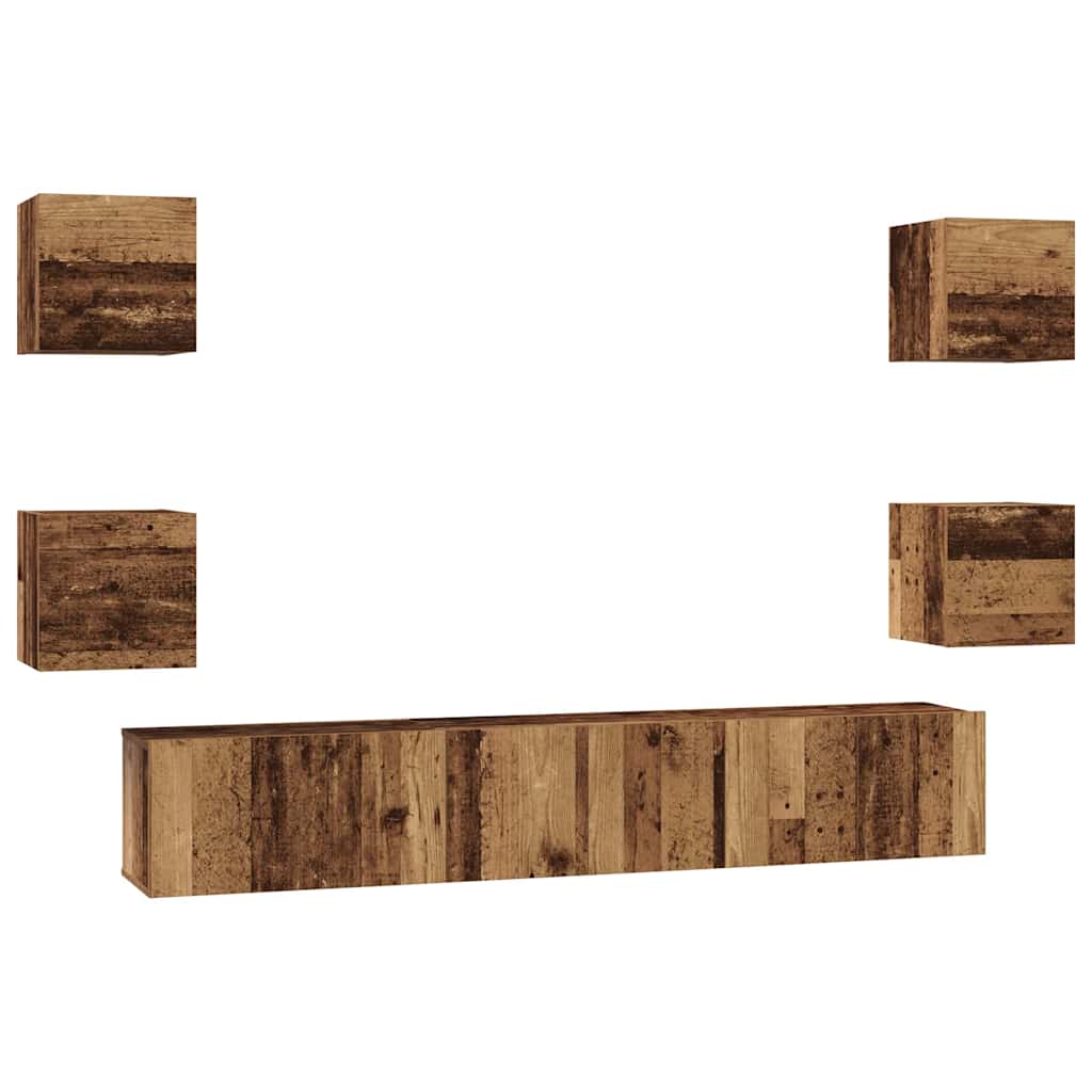 TV Cabinet Set 7 pcs Old wood 60 x 30 x 30 cm Engineered wood