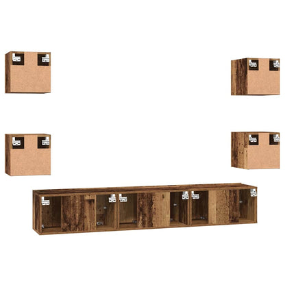 TV Cabinet Set 7 pcs Old wood 60 x 30 x 30 cm Engineered wood