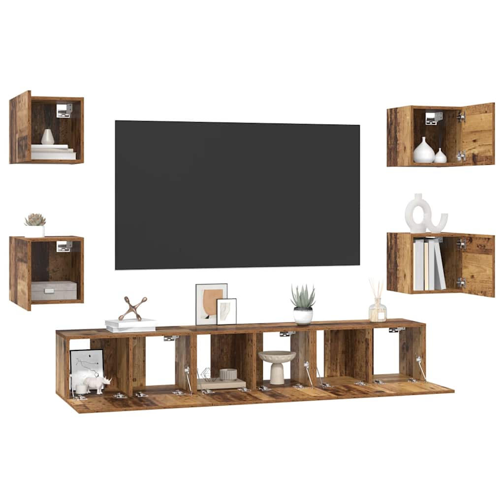 TV Cabinet Set 7 pcs Old wood 60 x 30 x 30 cm Engineered wood