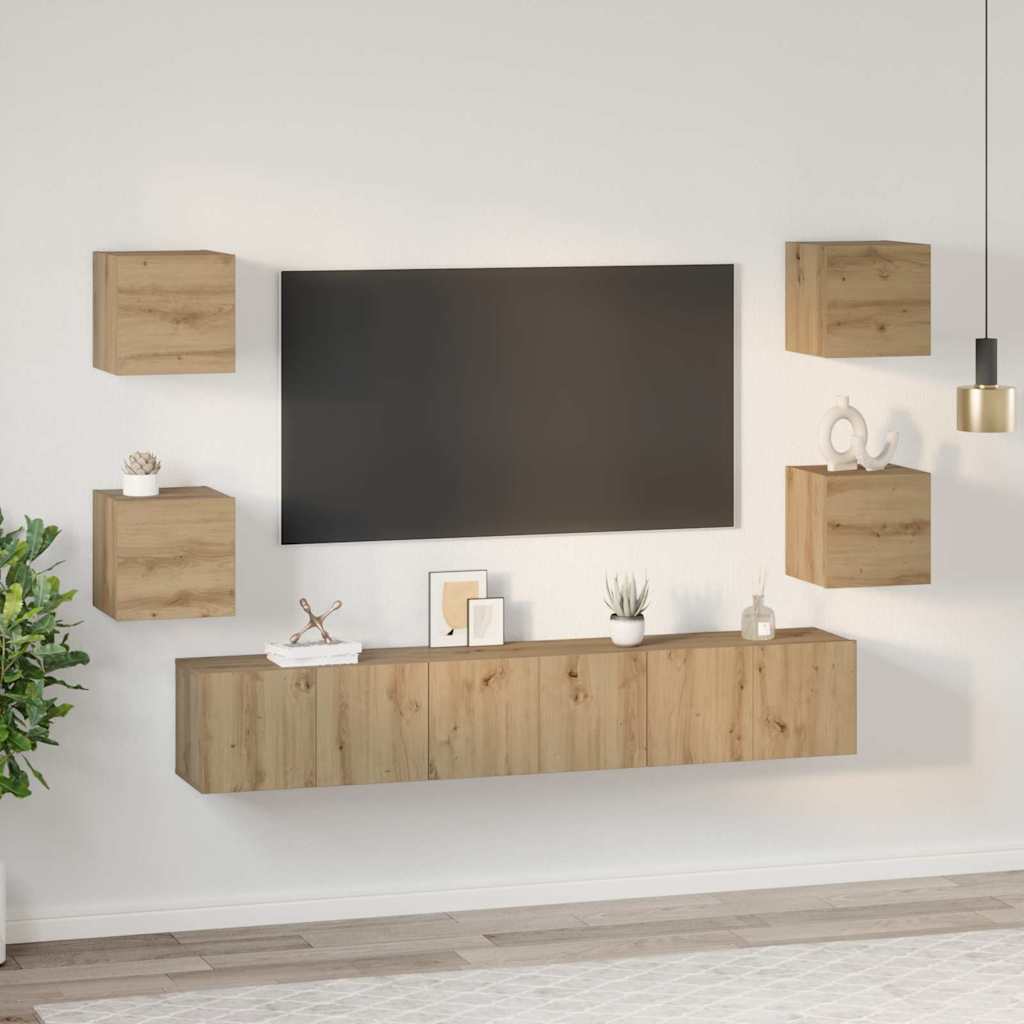 TV Cabinet Set Wall-mounted 7 pcs Artisan oak 60 x 30 x 30 cm