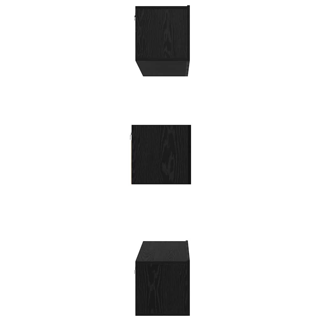 TV Cabinet Set Wall-mounted 6 pcs Black oak Engineered wood