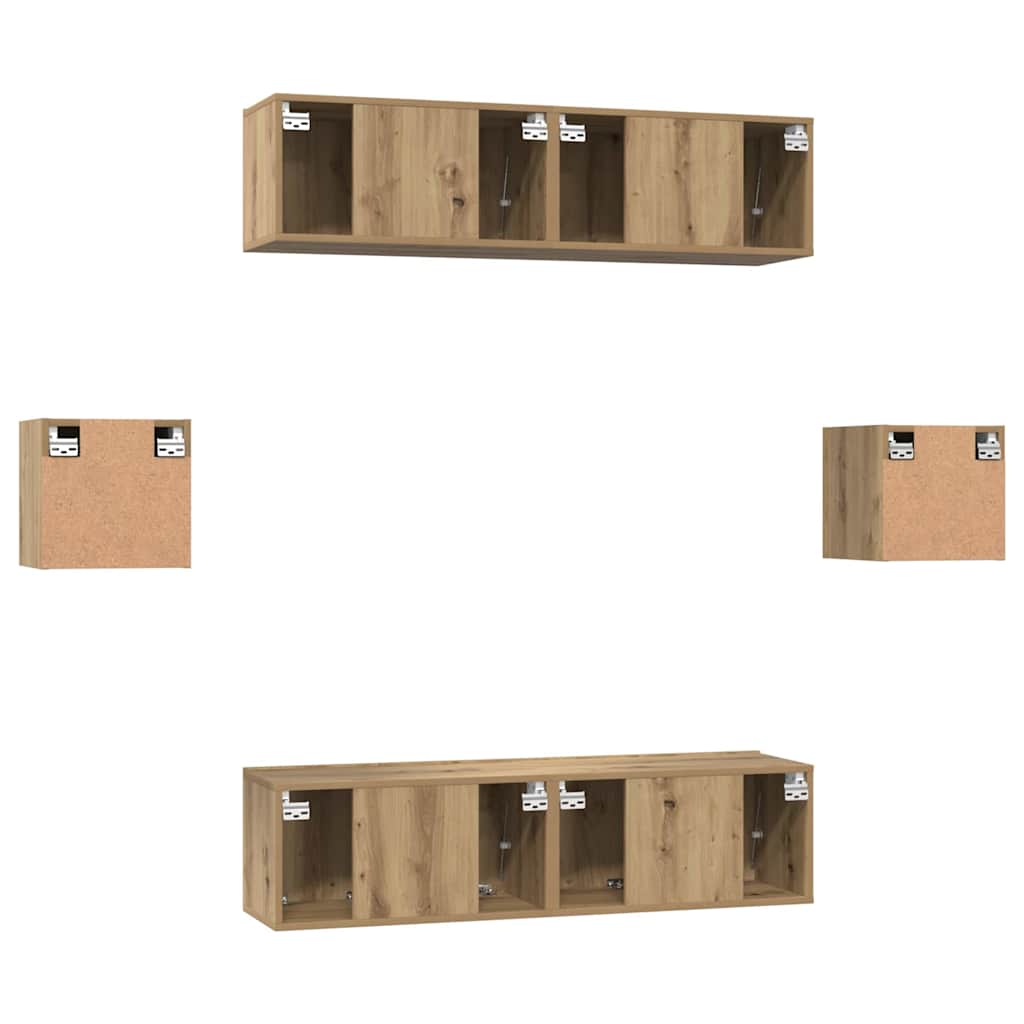 TV Cabinet Set Wall-mounted 6 pcs Artisan oak Engineered wood