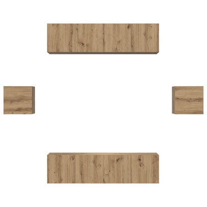 TV Cabinet Set Wall-mounted 6 pcs Artisan oak Engineered wood