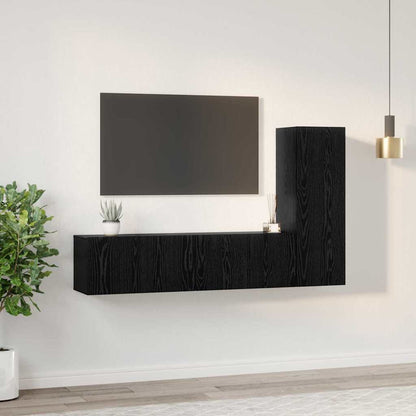 TV Cabinet Set 3 pcs Black oak 60 x 30 x 30 cm Engineered Wood