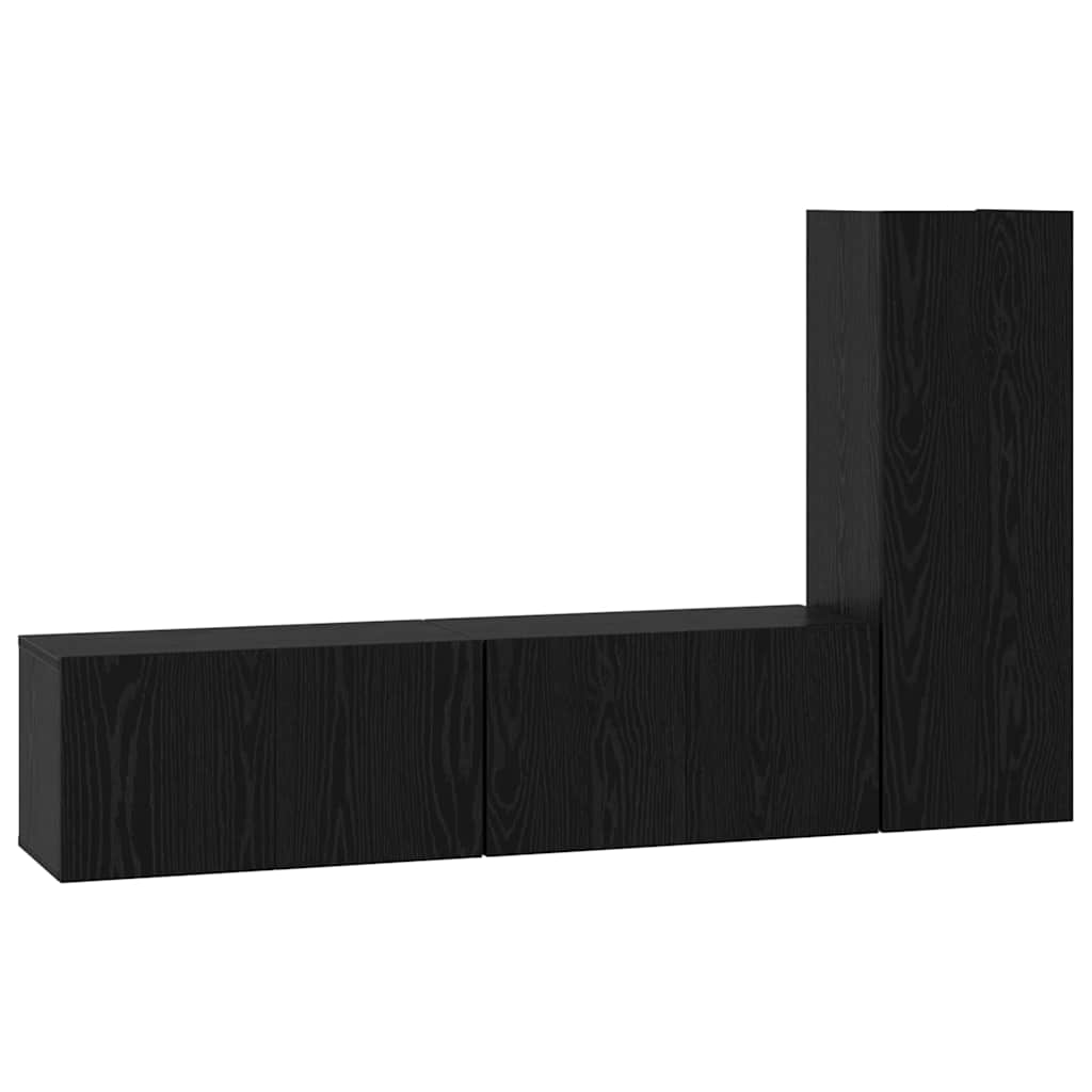 TV Cabinet Set 3 pcs Black oak 60 x 30 x 30 cm Engineered Wood