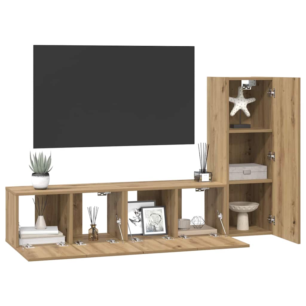 TV Cabinet Set Wall-mounted 3 pcs Artisan oak 60 x 30 x 30 cm