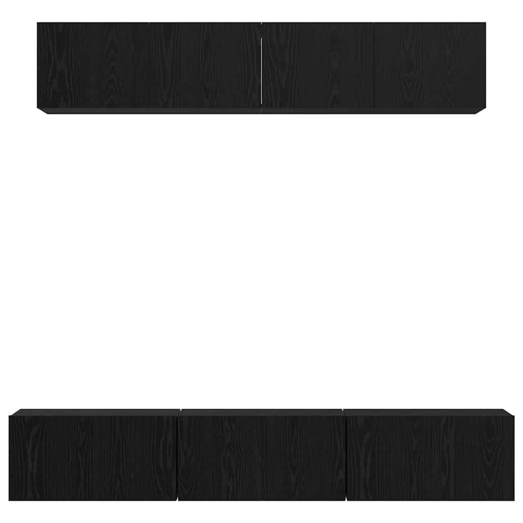 TV Cabinet Set Wall-mounted 5 pcs Black Oak Engineered Wood