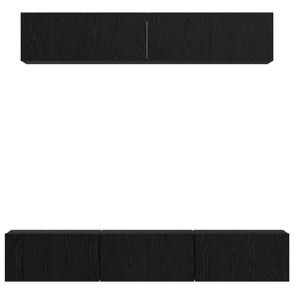 TV Cabinet Set Wall-mounted 5 pcs Black Oak Engineered Wood