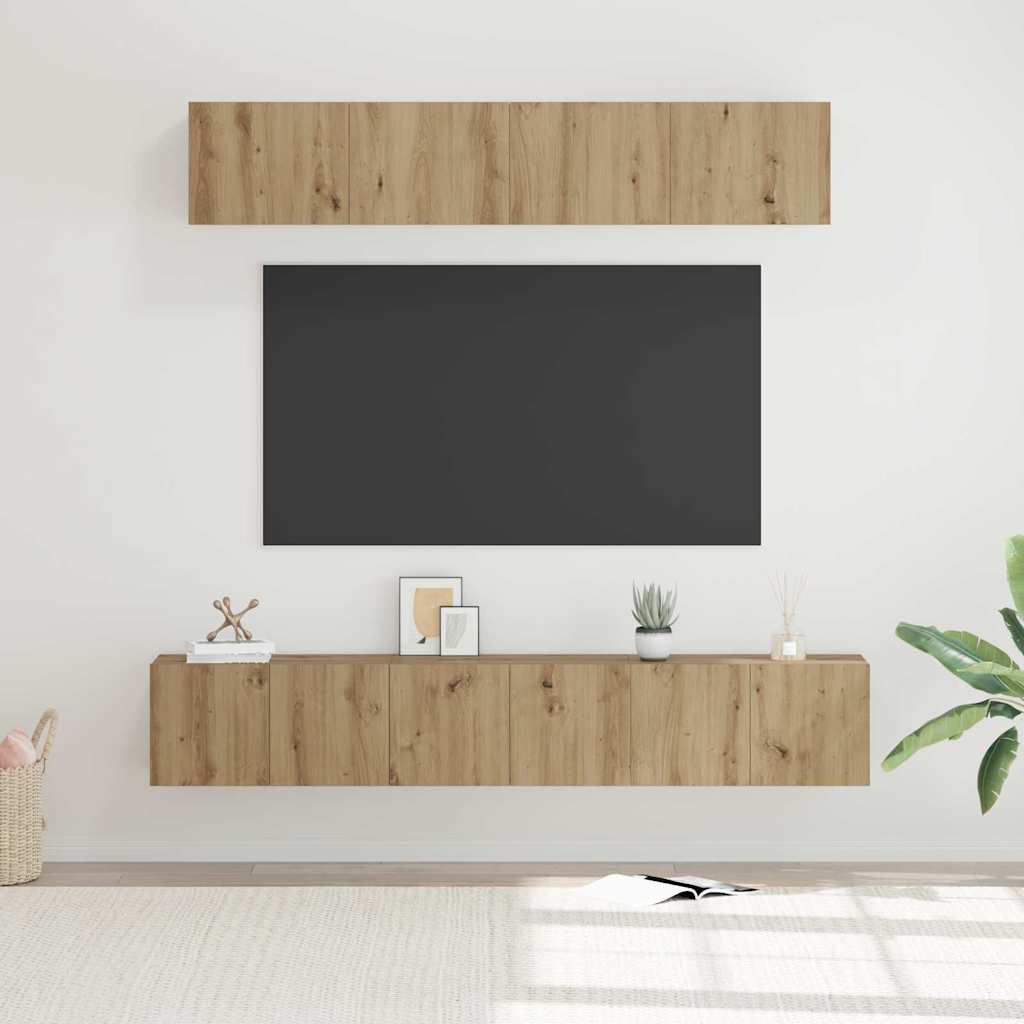 TV Cabinet Set Wall-mounted 5 pcs Artisan oak Engineered wood