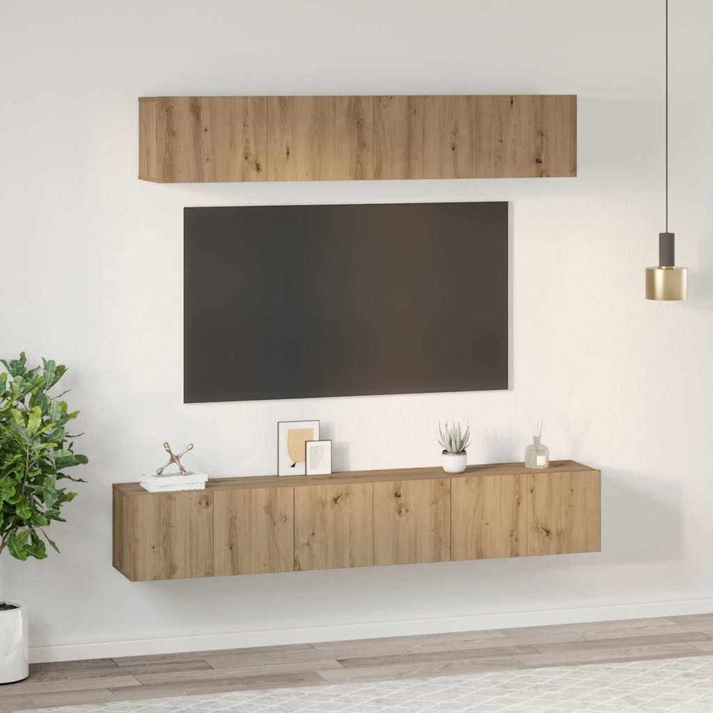 TV Cabinet Set Wall-mounted 5 pcs Artisan oak Engineered wood