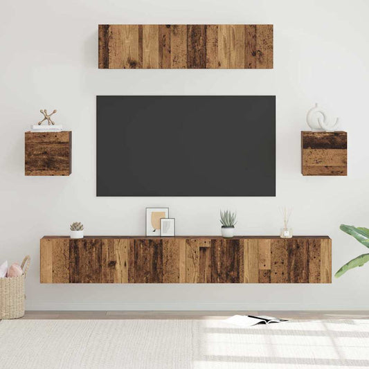 TV Cabinet Set 7 pcs Old wood 80 x 30 x 30 cm Engineered wood