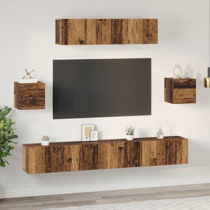 TV Cabinet Set 7 pcs Old wood 80 x 30 x 30 cm Engineered wood