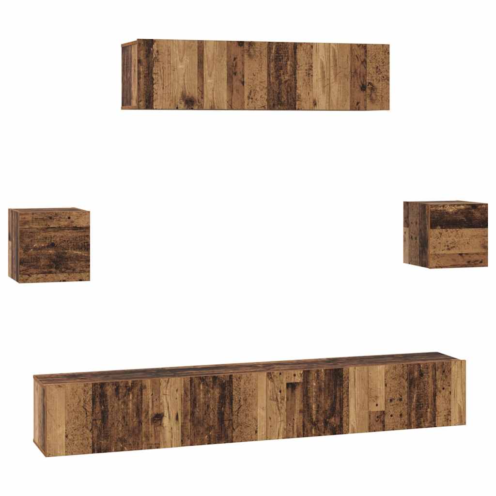 TV Cabinet Set 7 pcs Old wood 80 x 30 x 30 cm Engineered wood