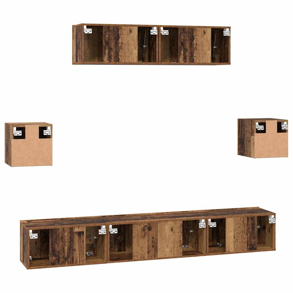 TV Cabinet Set 7 pcs Old wood 80 x 30 x 30 cm Engineered wood