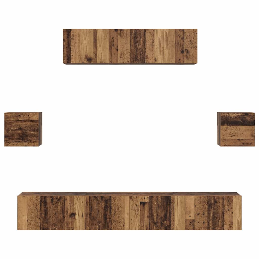 TV Cabinet Set 7 pcs Old wood 80 x 30 x 30 cm Engineered wood