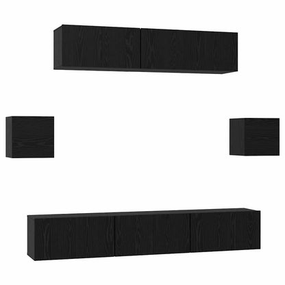 TV Cabinet Set 7 pcs Black oak 80 x 30 x 30 cm Engineered wood