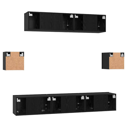 TV Cabinet Set 7 pcs Black oak 80 x 30 x 30 cm Engineered wood