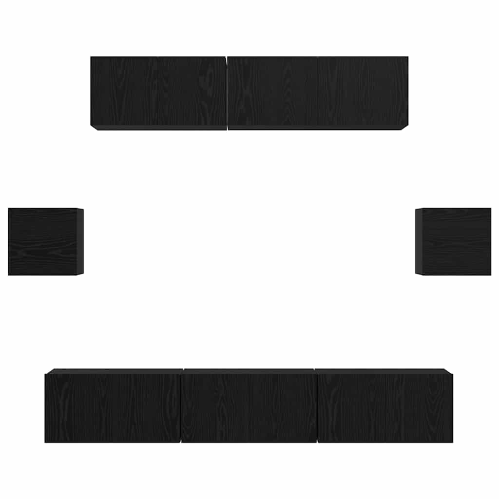 TV Cabinet Set 7 pcs Black oak 80 x 30 x 30 cm Engineered wood