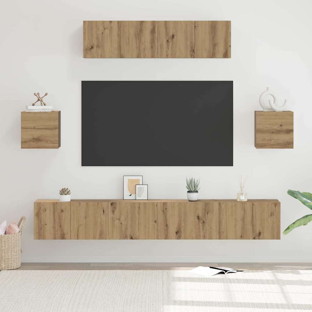 TV Cabinet Set Wall-mounted 7 pcs Artisan oak 80 x 30 x 30 cm