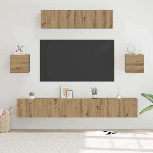 TV Cabinet Set Wall-mounted 7 pcs Artisan oak 80 x 30 x 30 cm