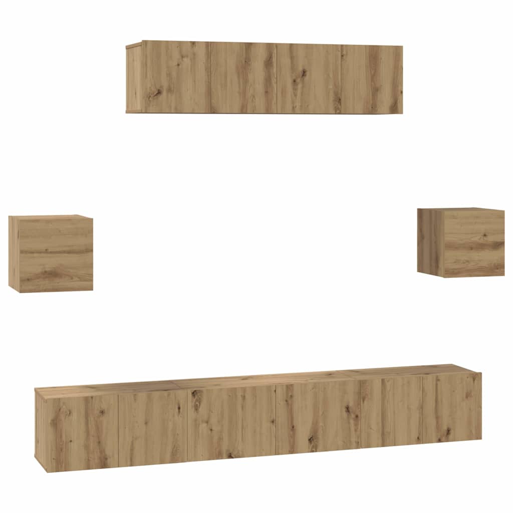TV Cabinet Set Wall-mounted 7 pcs Artisan oak 80 x 30 x 30 cm
