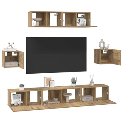 TV Cabinet Set Wall-mounted 7 pcs Artisan oak 80 x 30 x 30 cm